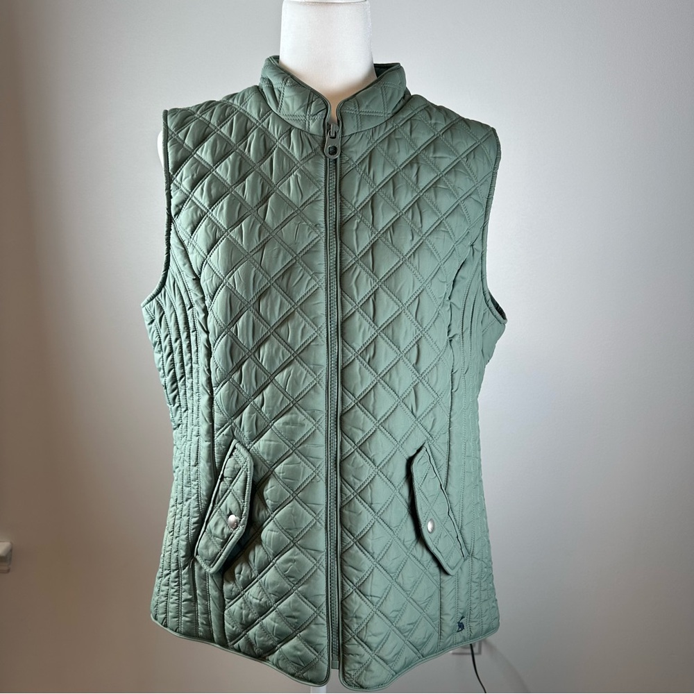 Joules Minx Laurel Green Quilted Vest US 12 Equestrian Country Style